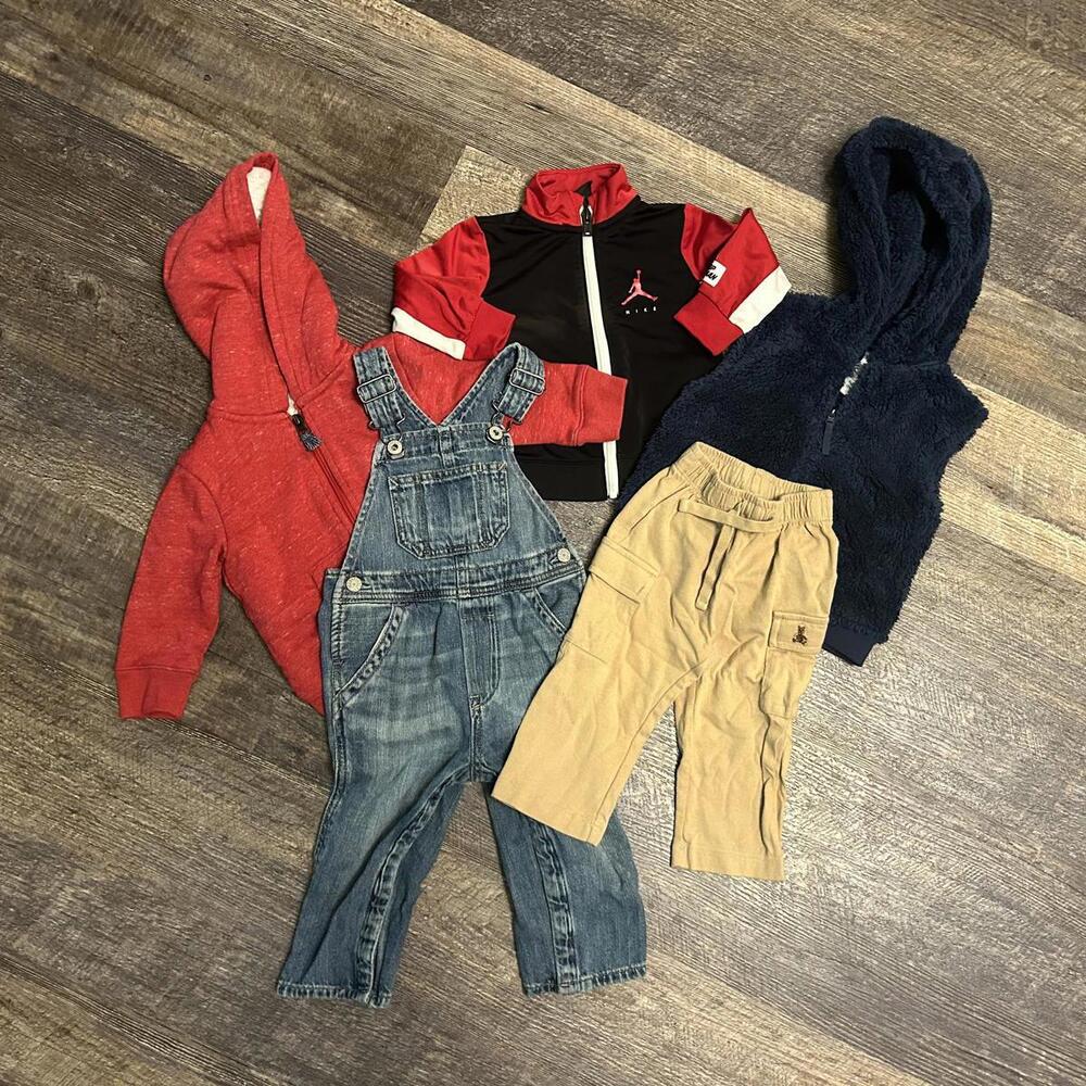 Baby Boy Fall Bundle 12–18M Hoodies Jordan Gap Overalls Vest 5-Piece Lot